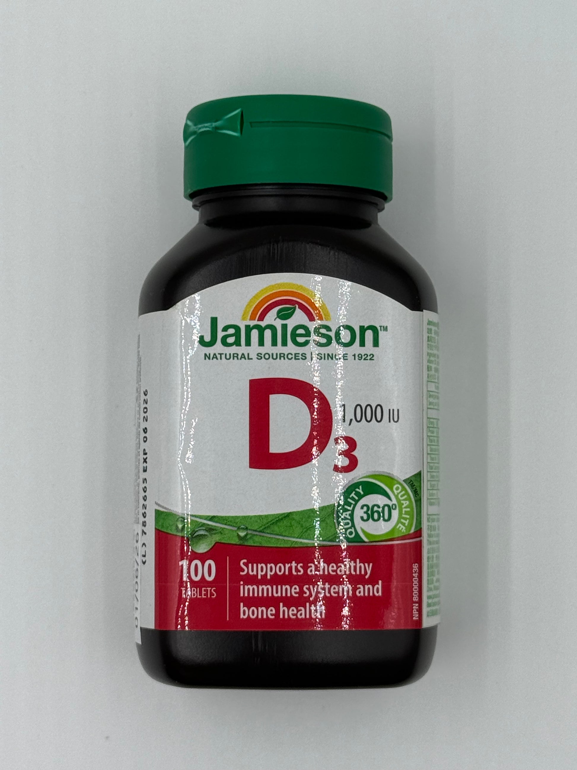 JAMIESON增美神-維他命D3 1000IU 100粒 D3 1000IU 25MG 100'S