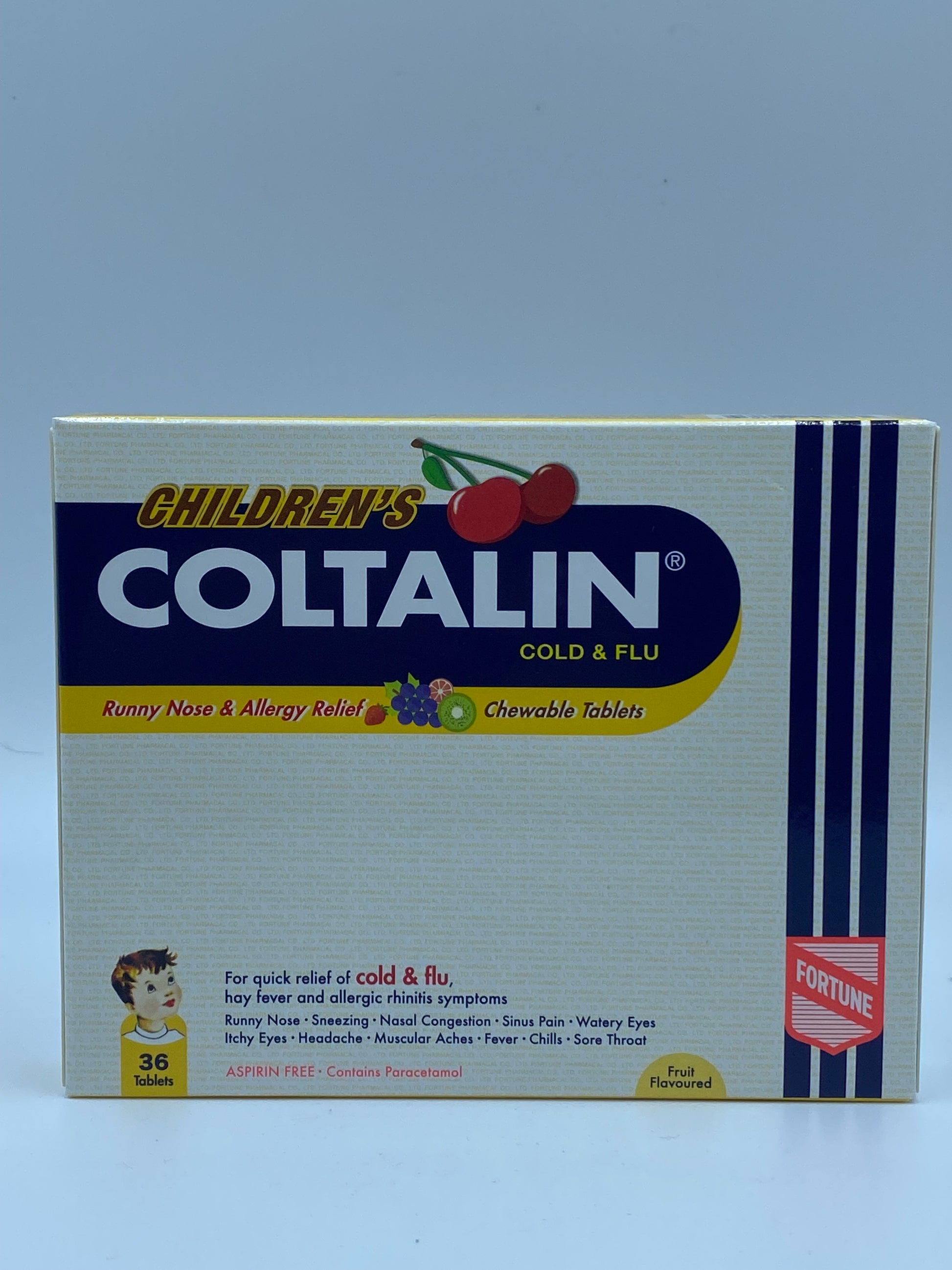 幸福 (兒童)傷風感冒素 (果子味) 36粒 FORTUNE COLTALIN CHILDREN'S CHEWABLW COLD&FLU FORM