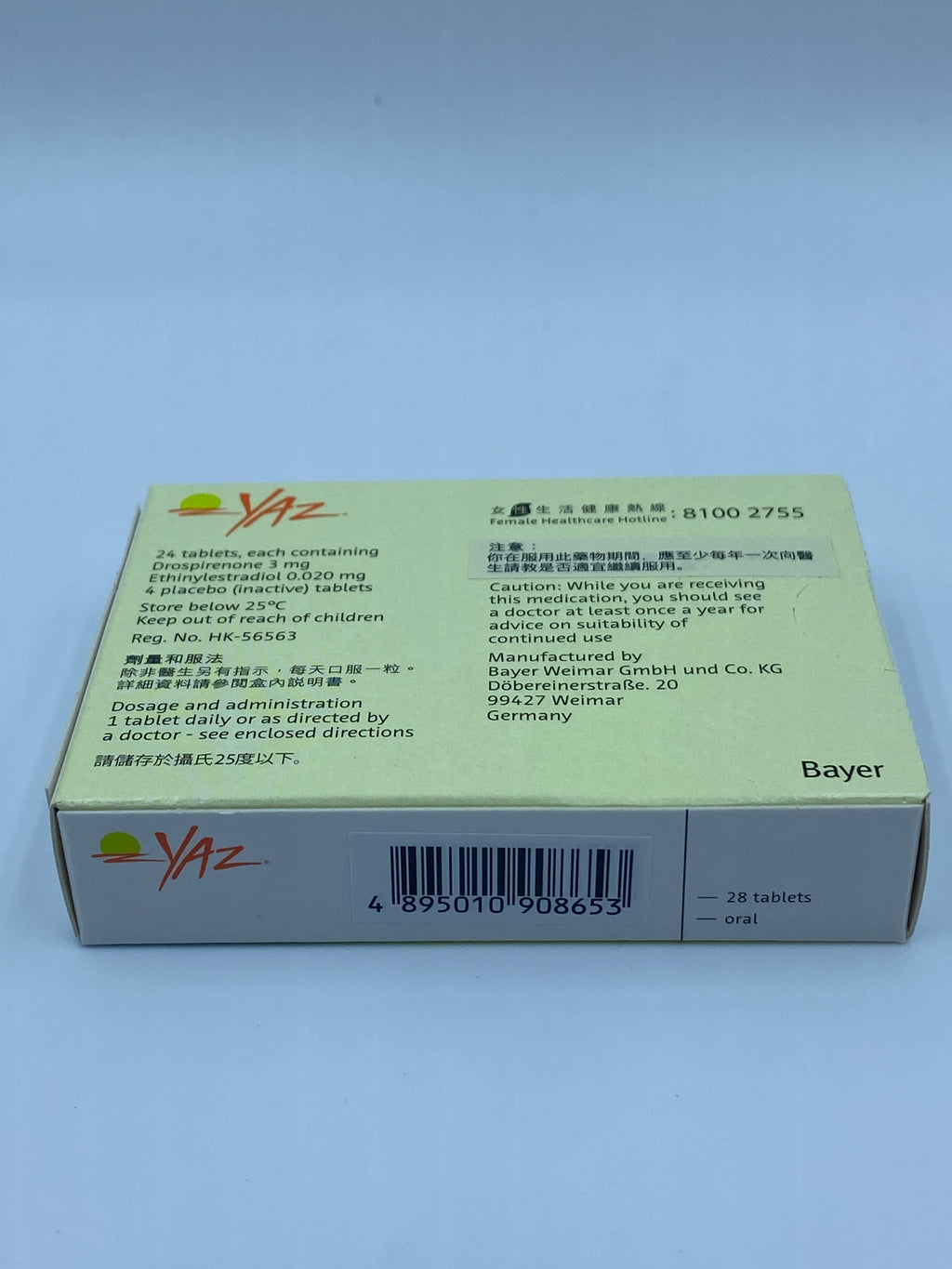 YAZ Birth Control Pills 28 Tablets