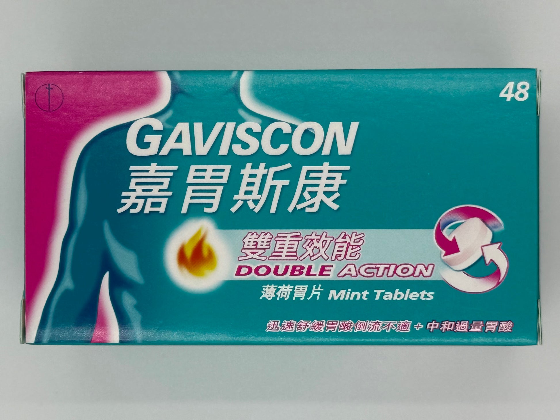 嘉胃斯康 雙重效能 薄荷胃片48片 GAVISCON DOUBLE ACTION 48'S