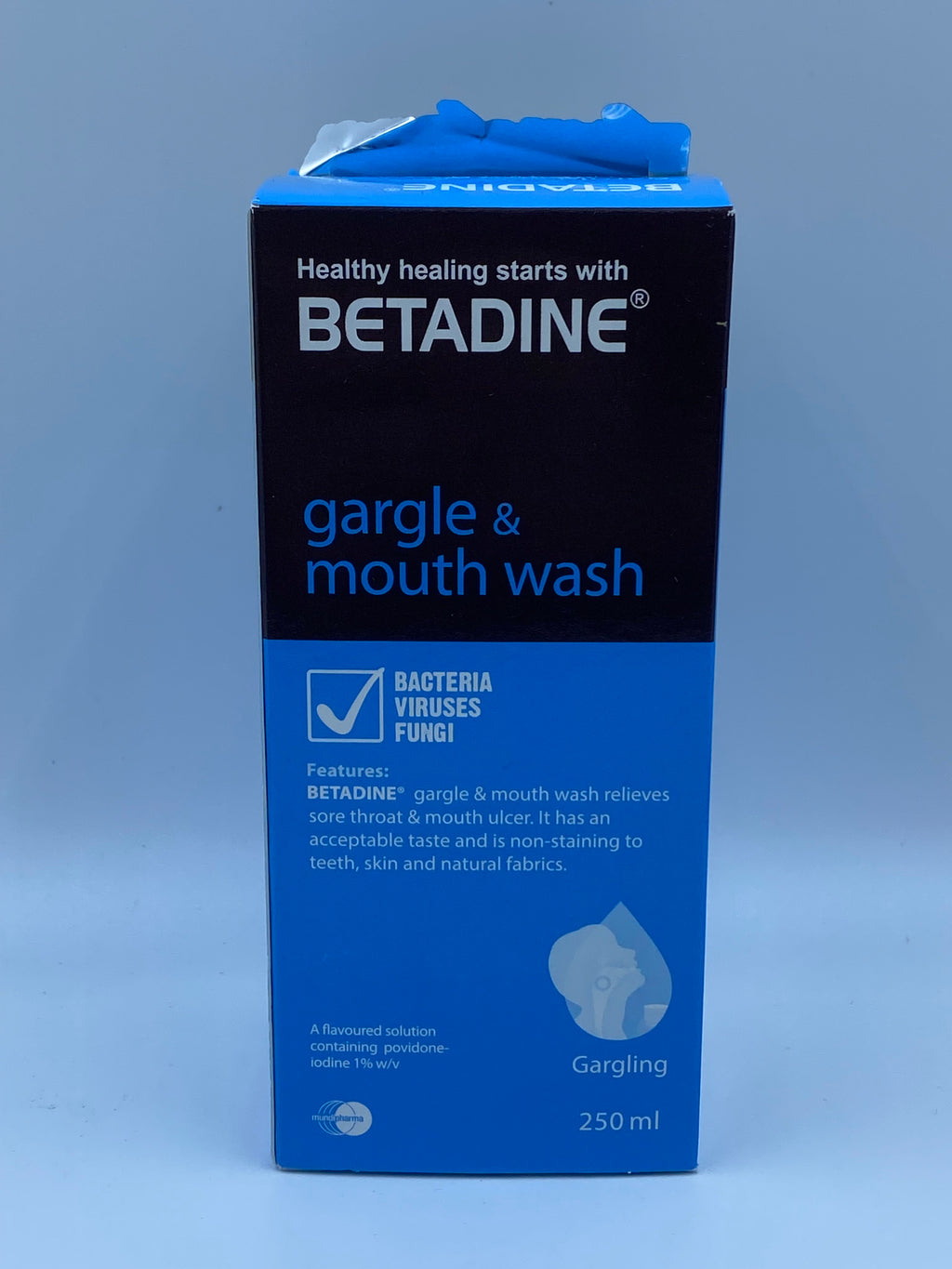必妥碘喉嚨漱口水 (冰涼口味)250毫升 BETADINE Gargle and Mouthwash (Cooling Mint) 250ml