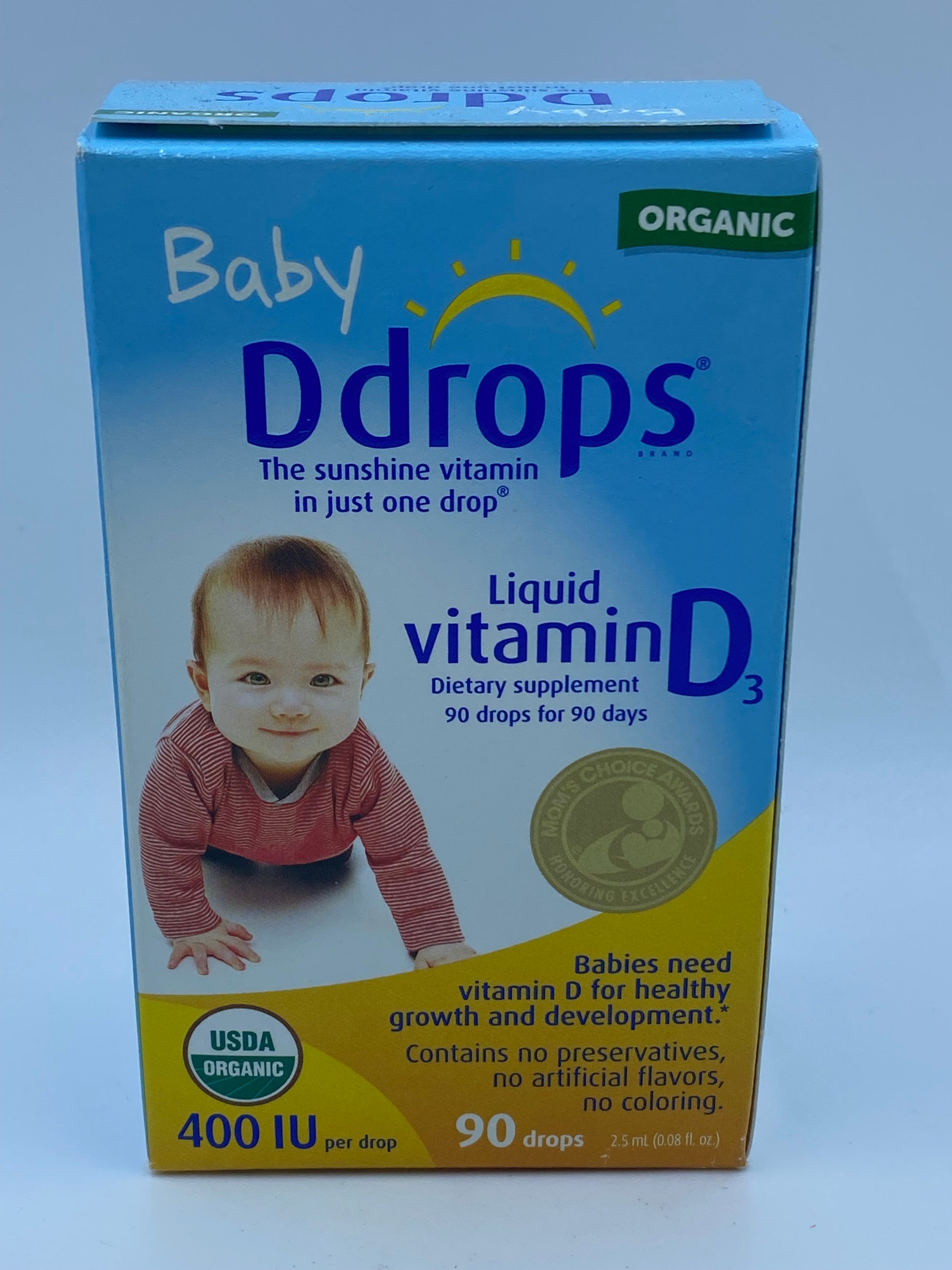 BABY DDROPS嬰兒維生素D3滴劑2.5ML BABY D-DROPS LIQUID VITAMIN D3 400IU 90 DROPS
