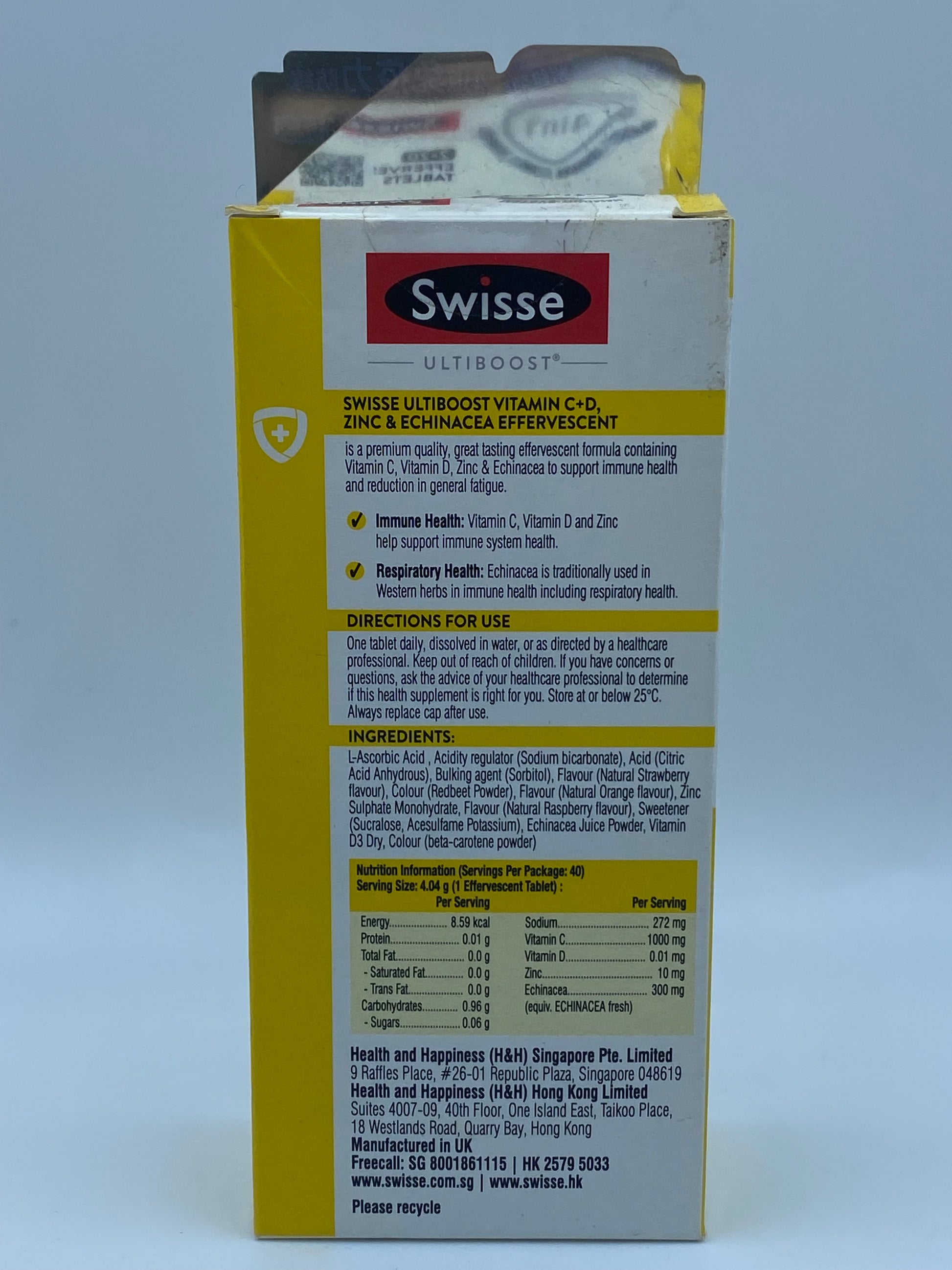 Swisse Ultiboost 維他命C D 鋅+紫錐菊泡騰片 40片Swisse Ultiboost Vitamin C + D Zinc & Echinacea Effervescent 40pcs